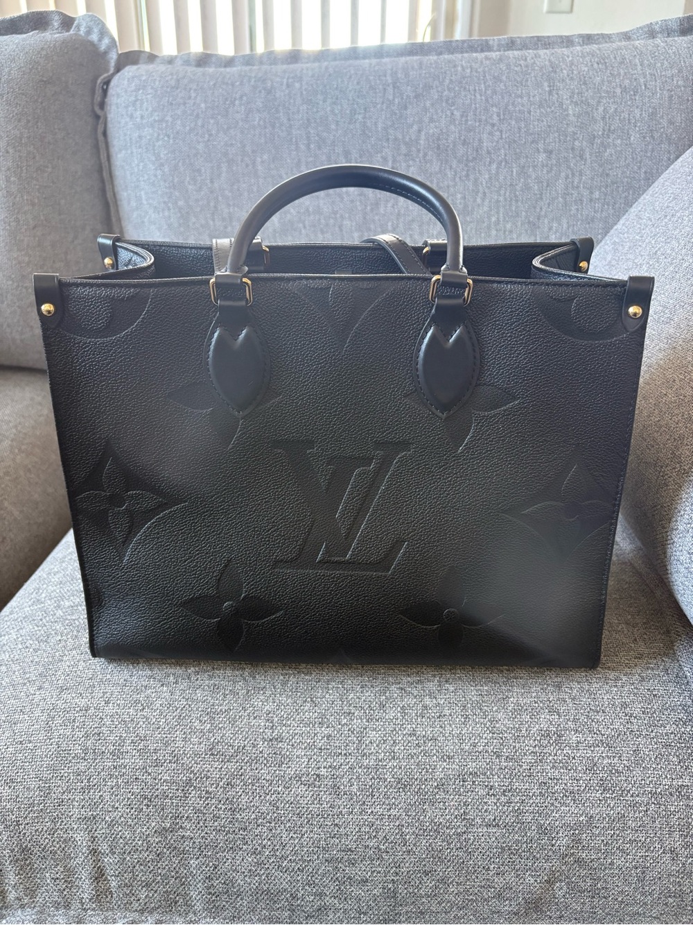 Louis Vuitton Black Embossed Monogram Tote